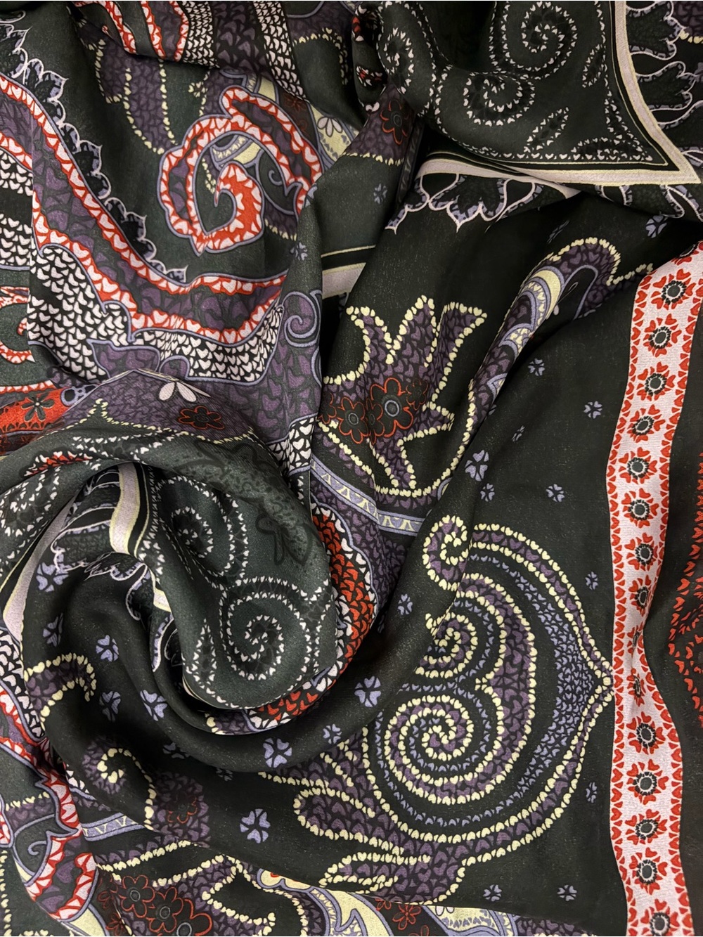 Designer Paisley Print Poly Blend Fabric - 1.7 yards - 58”width